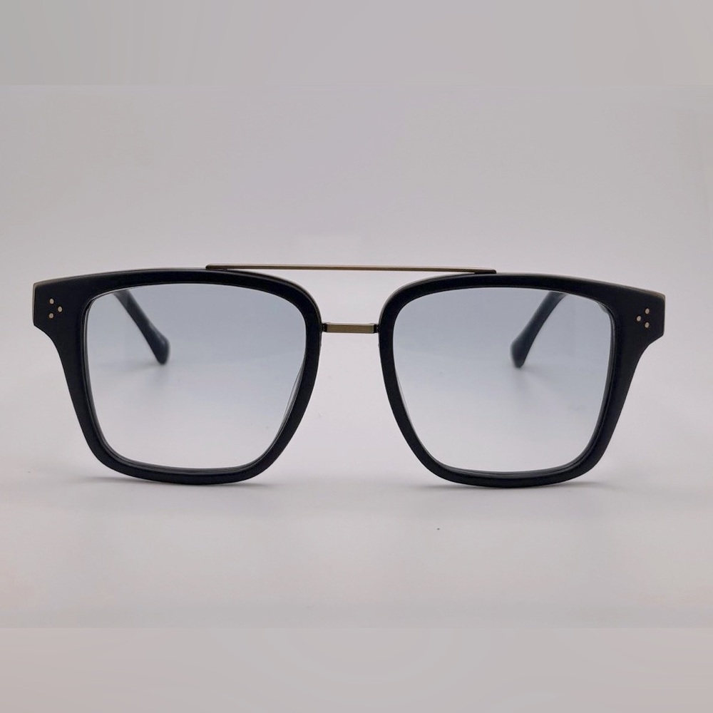 Men’s Oversized Urban Square Aviator tinted Sunglass/Optical Frame Navy/Ant Gold